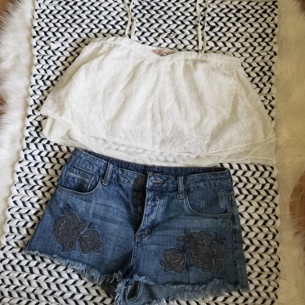 STS Blue Rose Embroidered Denim Shorts